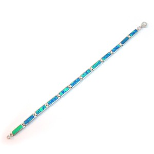 Rectangle link with Blue Fire Opal Inlay Bracelet
